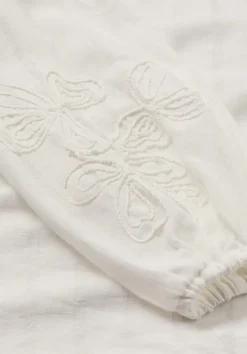 hessnatur Embroidery Bluse Relaxed aus Bio-Baumwolle mit Leinen von|Damen Blusen