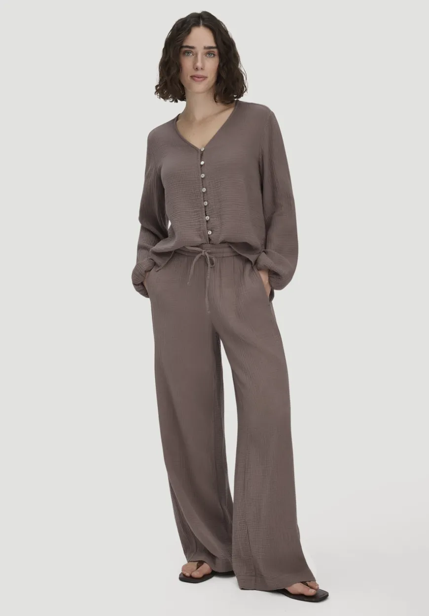 hessnatur Gewebe Hose Wide Leg aus reiner Bio-Baumwolle von|Damen Hosen & Shorts