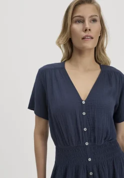 hessnatur Gewebe Kleid mit Taillierung Midi aus reiner Bio-Baumwolle von|Damen Kleider & Röcke
