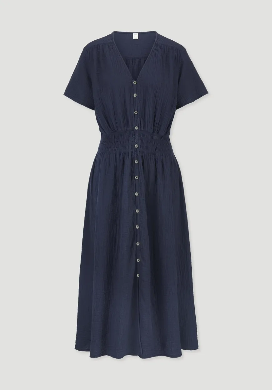 hessnatur Gewebe Kleid mit Taillierung Midi aus reiner Bio-Baumwolle von|Damen Kleider & Röcke