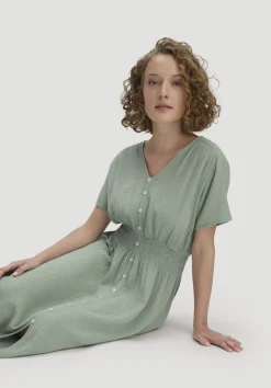 hessnatur Gewebe Kleid mit Taillierung Midi aus reiner Bio-Baumwolle von|Damen Kleider & Röcke