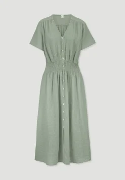 hessnatur Gewebe Kleid mit Taillierung Midi aus reiner Bio-Baumwolle von|Damen Kleider & Röcke