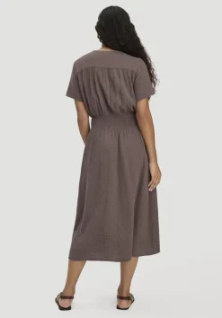 hessnatur Gewebe Kleid mit Taillierung Midi aus reiner Bio-Baumwolle von|Damen Kleider & Röcke