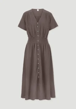 hessnatur Gewebe Kleid mit Taillierung Midi aus reiner Bio-Baumwolle von|Damen Kleider & Röcke