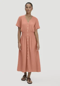 hessnatur Gewebe Kleid mit Taillierung Midi aus reiner Bio-Baumwolle von|Damen Kleider & Röcke