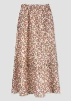 hessnatur Gewebe Print Rock Maxi aus reiner Bio-Baumwolle von|Damen Kleider & Röcke