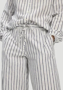 hessnatur Gewebe Streifen Hose Relaxed aus Leinen und Baumwolle von|Damen Hosen & Shorts