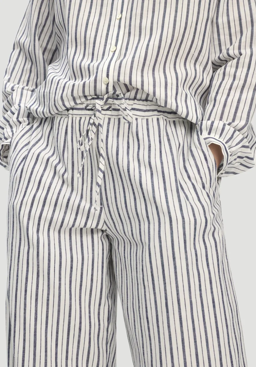 hessnatur Gewebe Streifen Hose Relaxed aus Leinen und Baumwolle von|Damen Hosen & Shorts