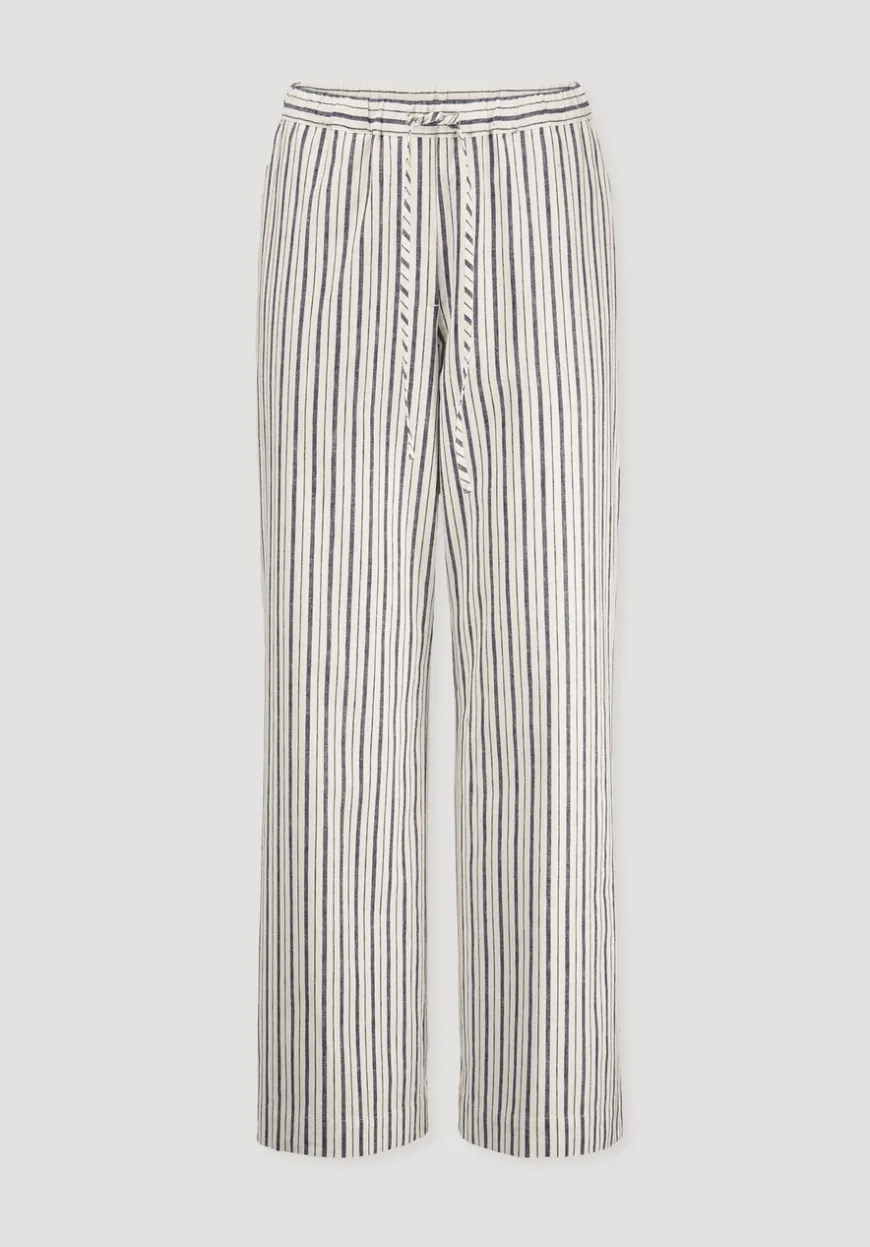 hessnatur Gewebe Streifen Hose Relaxed aus Leinen und Baumwolle von|Damen Hosen & Shorts