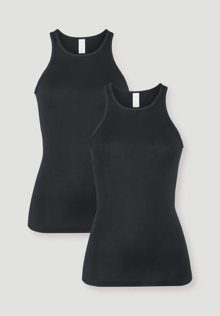hessnatur High-Neck Tanktop im 2er-Pack PURE COTTON aus reiner Bio-Baumwolle von|Damen Unterhemden|Unterhemden