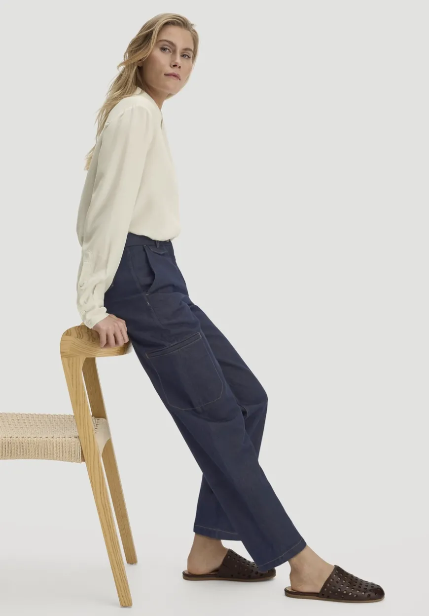 hessnatur Jeans Cargo Barrel Leg aus reinem Bio-Denim von|Damen Jeans