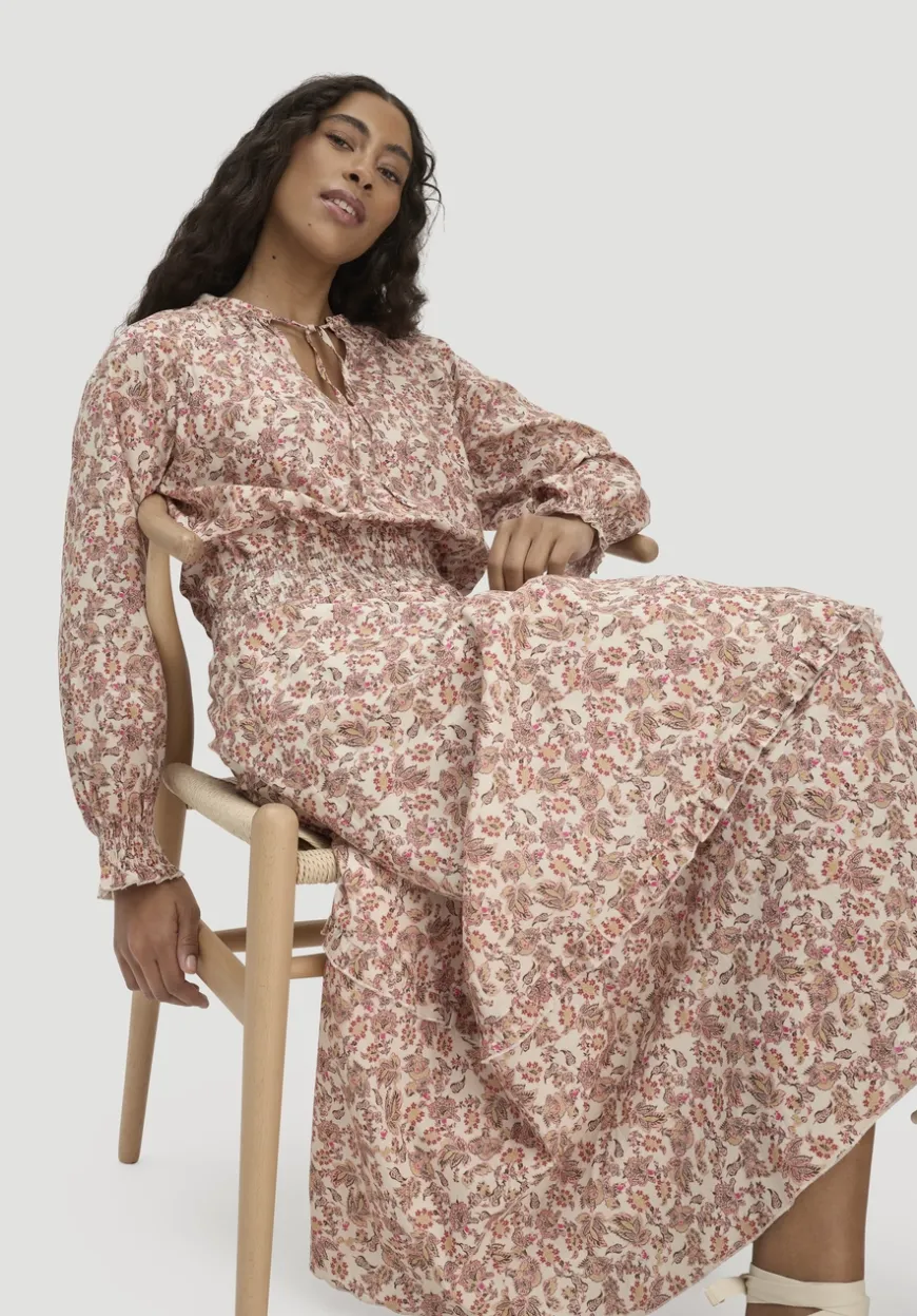 hessnatur Kleid mit Taillierung Maxi aus reiner Bio-Baumwolle von|Damen Kleider & Röcke