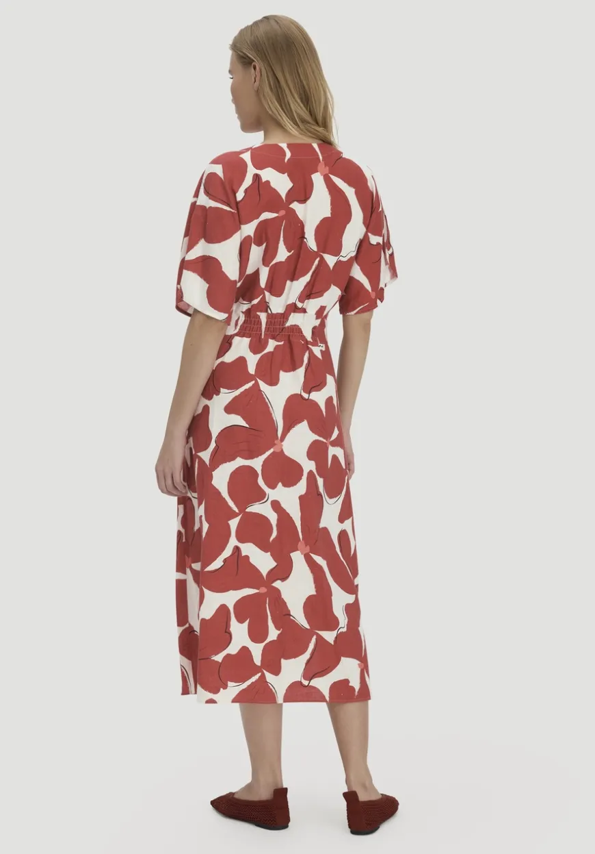 hessnatur Kleid mit Taillierung Midi aus reinem Leinen von|Damen Kleider & Röcke