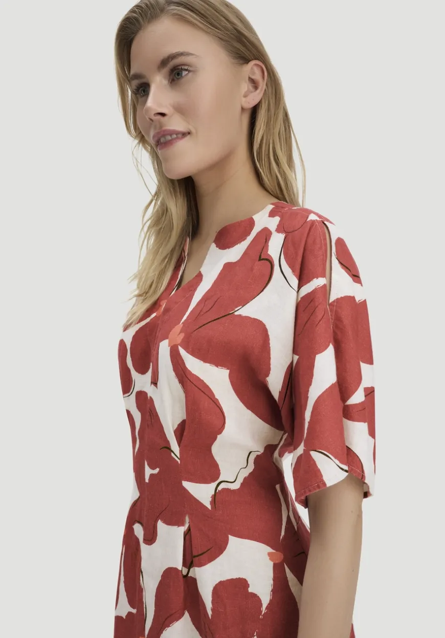 hessnatur Kleid mit Taillierung Midi aus reinem Leinen von|Damen Kleider & Röcke