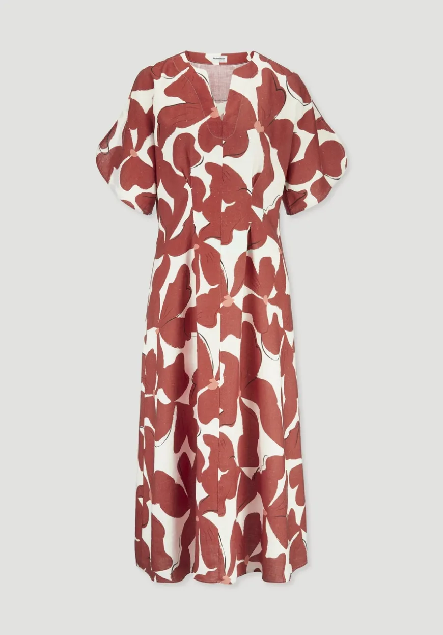hessnatur Kleid mit Taillierung Midi aus reinem Leinen von|Damen Kleider & Röcke