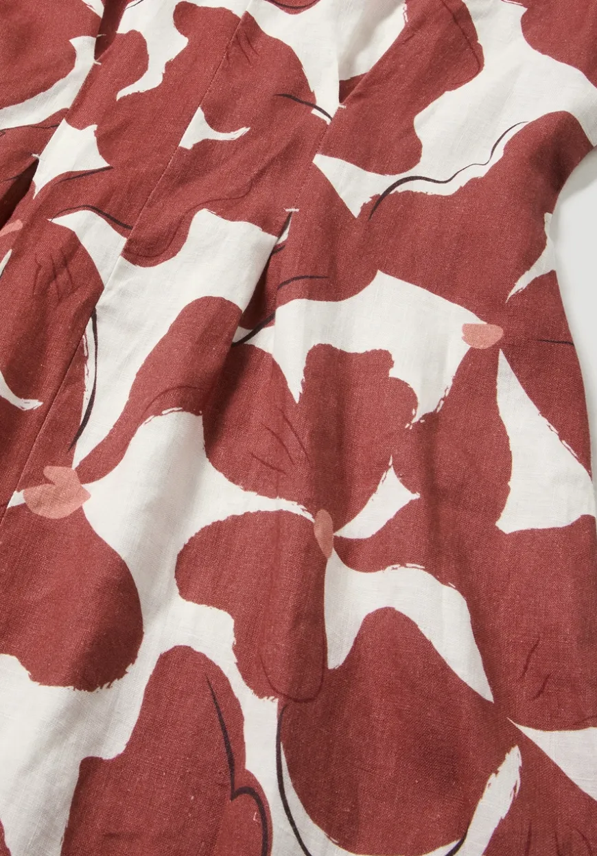 hessnatur Kleid mit Taillierung Midi aus reinem Leinen von|Damen Kleider & Röcke
