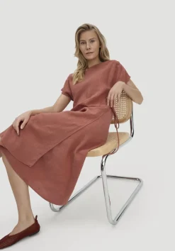 hessnatur Kleid mit Wickeloptik Midi aus reinem Leinen von|Damen Kleider & Röcke