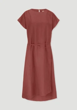 hessnatur Kleid mit Wickeloptik Midi aus reinem Leinen von|Damen Kleider & Röcke