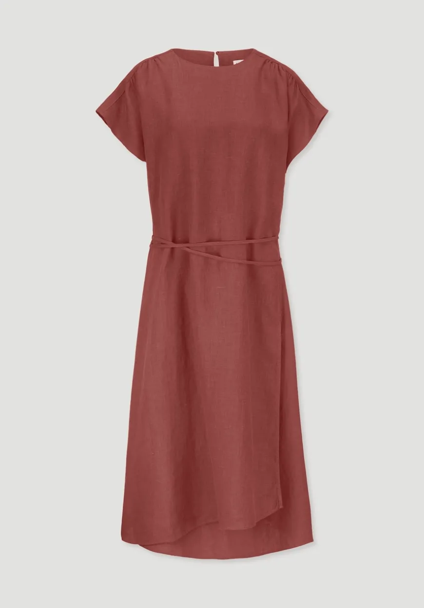 hessnatur Kleid mit Wickeloptik Midi aus reinem Leinen von|Damen Kleider & Röcke
