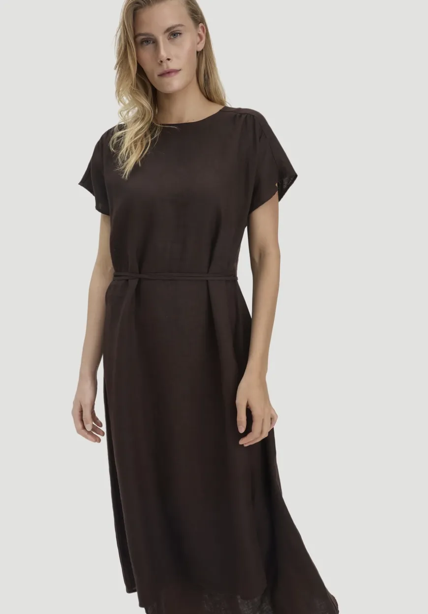 hessnatur Kleid mit Wickeloptik Midi aus reinem Leinen von|Damen Kleider & Röcke