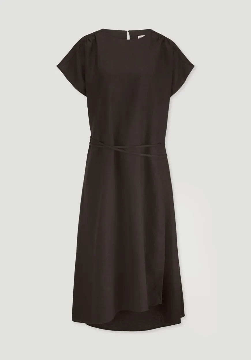 hessnatur Kleid mit Wickeloptik Midi aus reinem Leinen von|Damen Kleider & Röcke