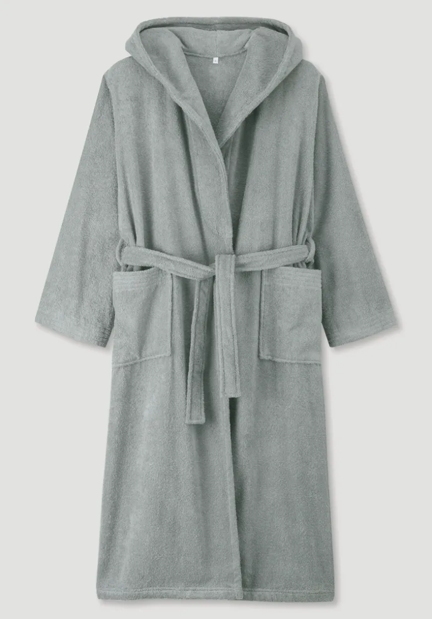 hessnatur Langer Bademantel Relaxed aus reiner Bio-Baumwolle von|Damen Bademäntel|Bademäntel