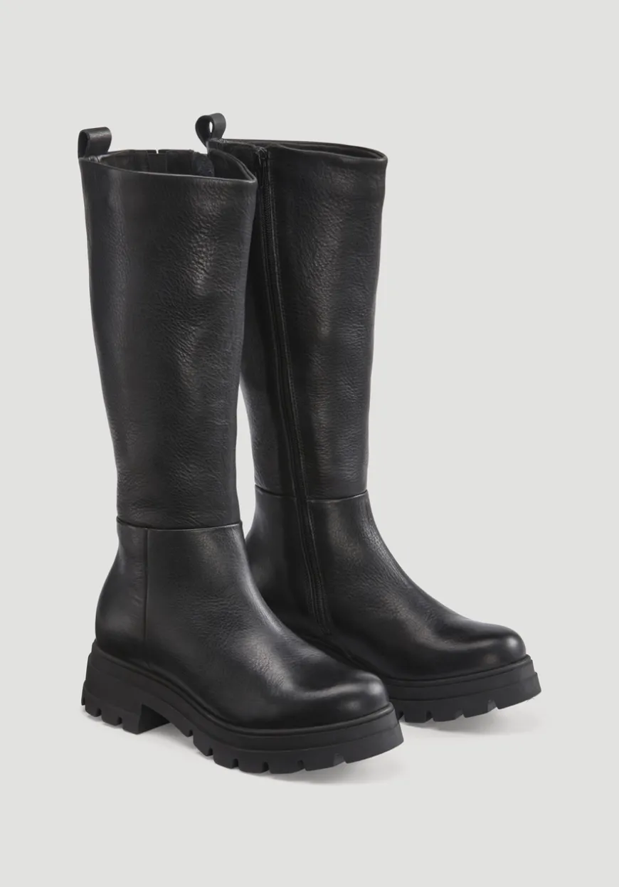 hessnatur Langschaft-Stiefel aus chromfrei gegerbtem Leder von|Damen Schuhe