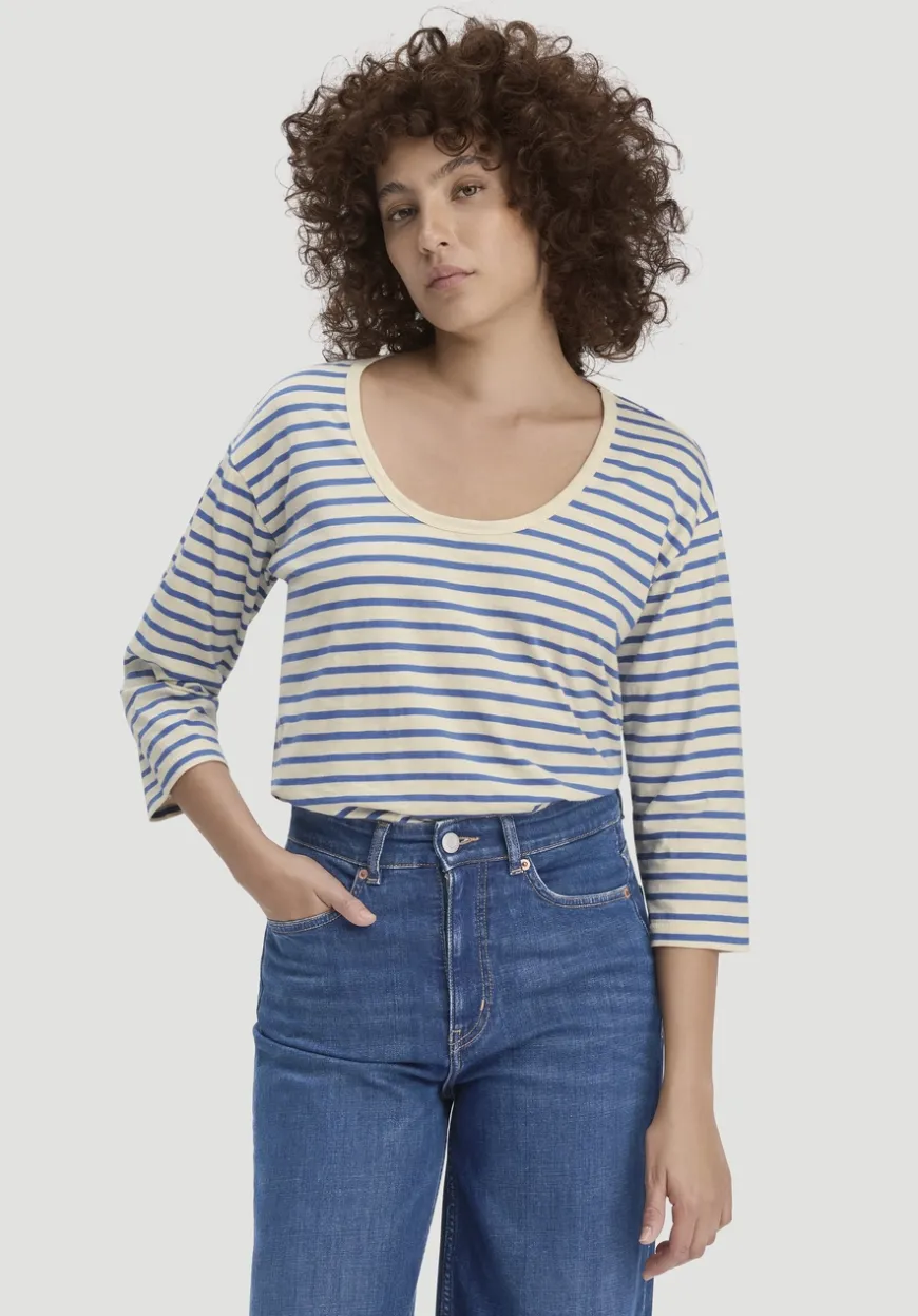 hessnatur Light Slub Streifen Longsleeve Relaxed aus reiner Bio-Baumwolle von|Damen Shirts & Tops