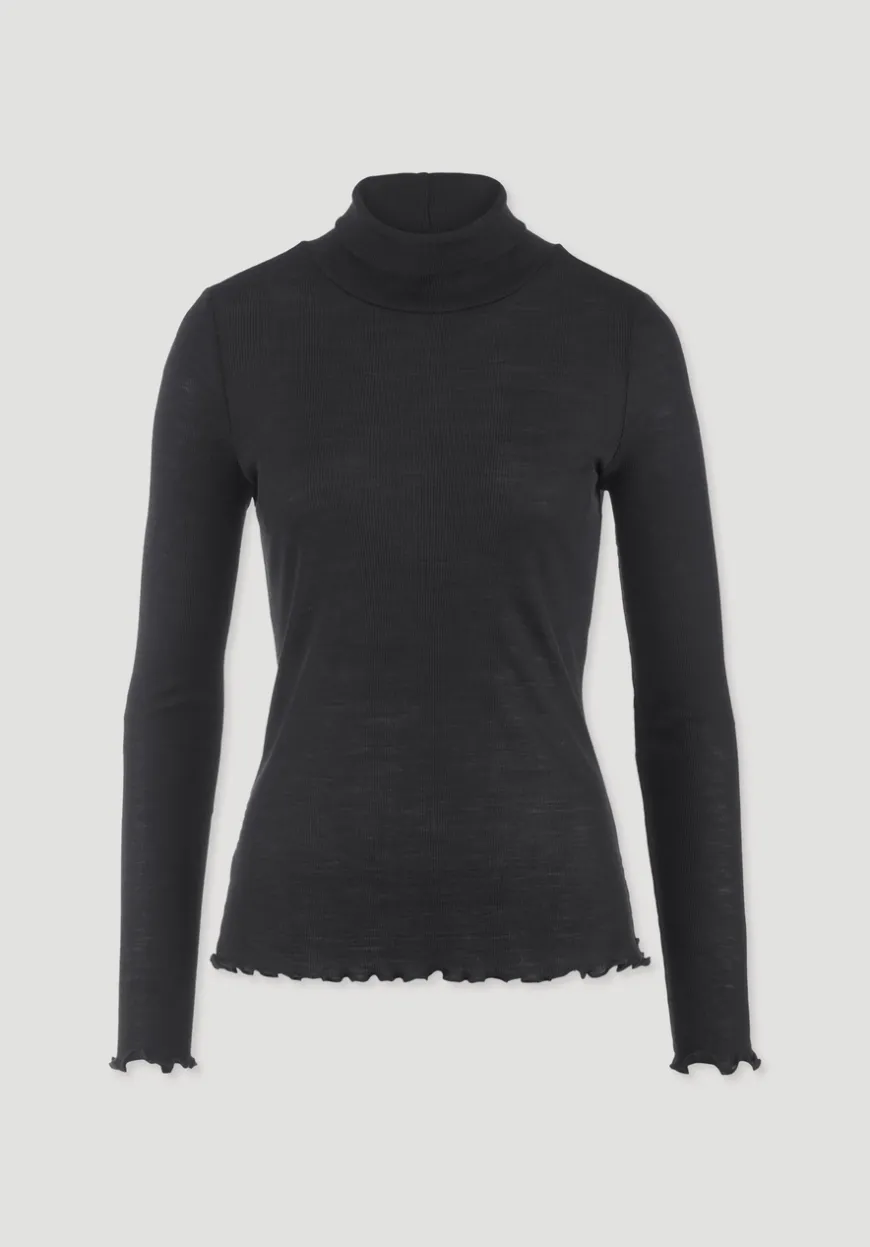 hessnatur Longsleeve mit Rollkragen WARM TOUCH aus Bio-Merinowolle und TENCEL™ Lyocell von|Damen Unterhemden|Unterhemden