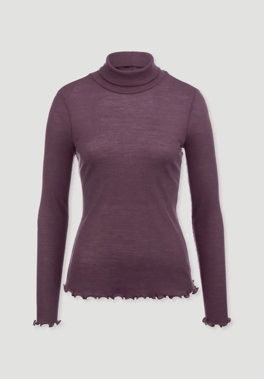 hessnatur Longsleeve mit Rollkragen WARM TOUCH aus Bio-Merinowolle und TENCEL™ Lyocell von|Damen Unterhemden|Unterhemden