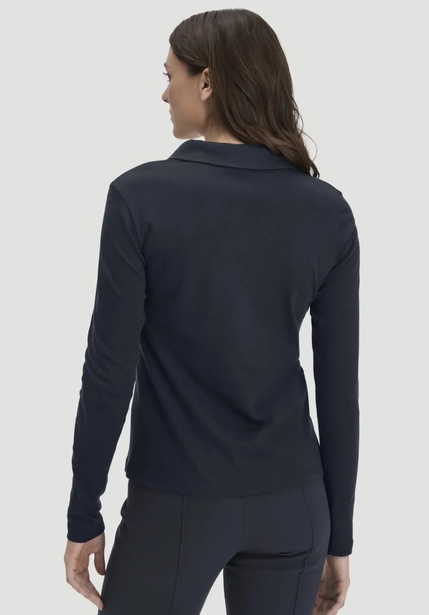 hessnatur Longsleeve Polo Slim aus reiner Bio-Baumwolle von|Damen Shirts & Tops