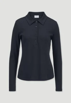 hessnatur Longsleeve Polo Slim aus reiner Bio-Baumwolle von|Damen Shirts & Tops
