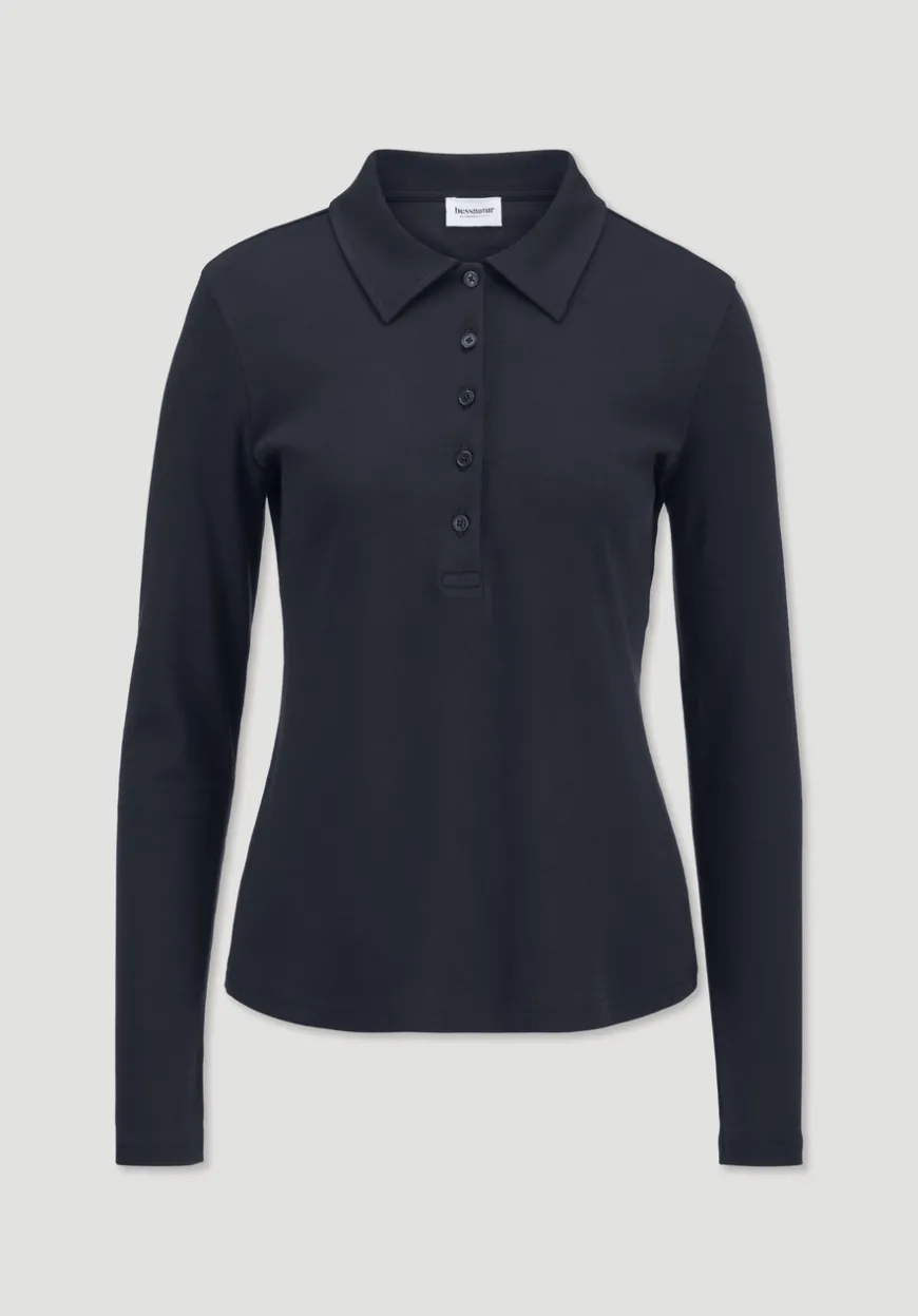 hessnatur Longsleeve Polo Slim aus reiner Bio-Baumwolle von|Damen Shirts & Tops