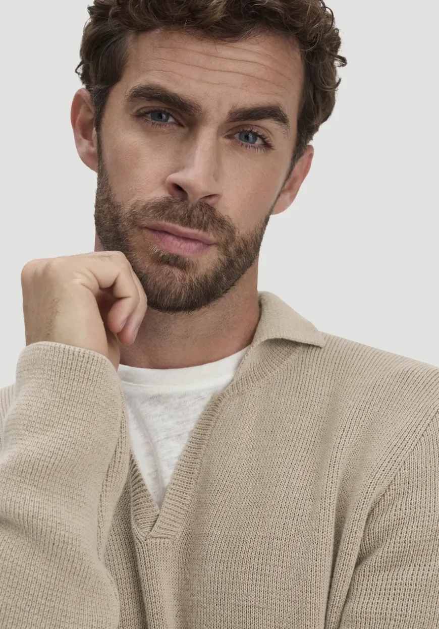 hessnatur Milano Strick Polo Regular aus Leinen mit Bio-Baumwolle und LENZING™ ECOVERO™ Viskose von|Herren Pullover