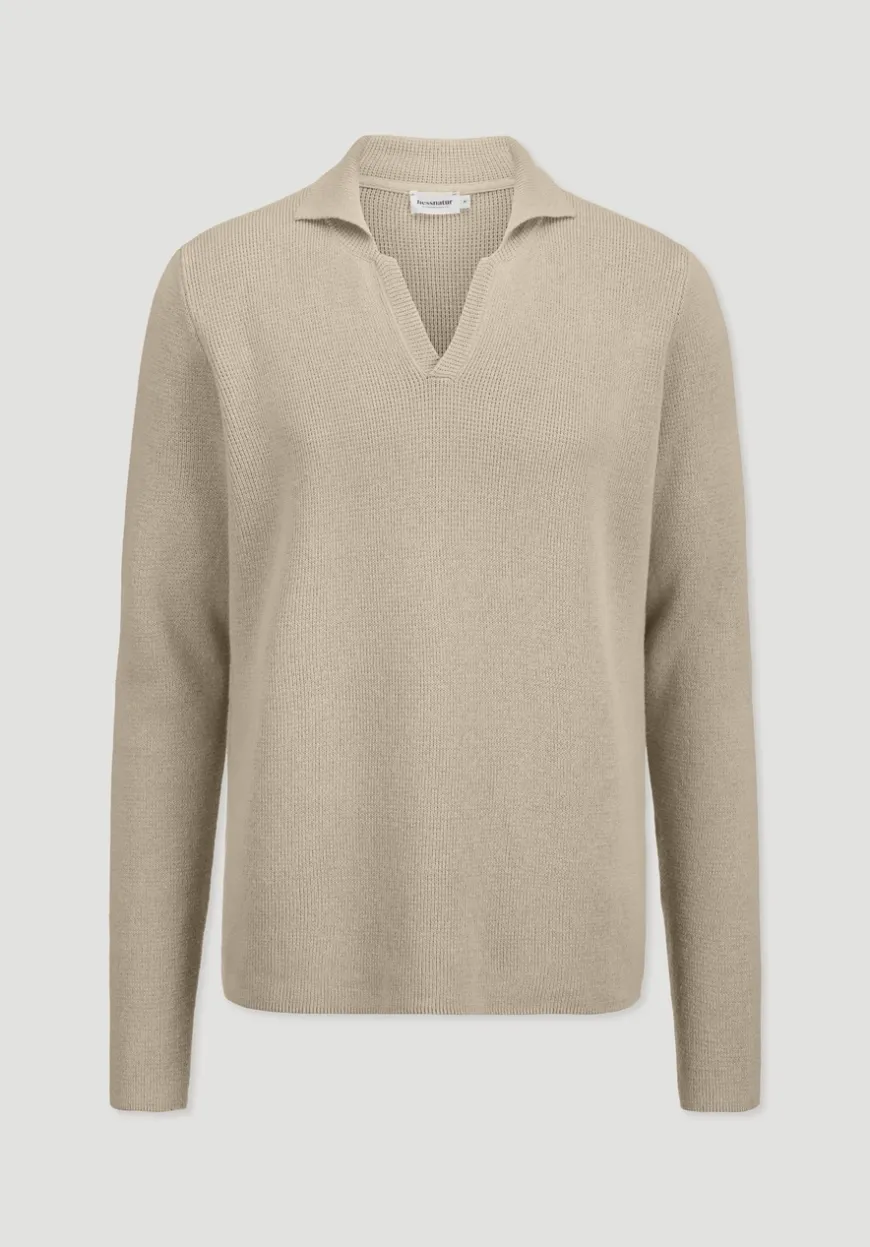 hessnatur Milano Strick Polo Regular aus Leinen mit Bio-Baumwolle und LENZING™ ECOVERO™ Viskose von|Herren Pullover