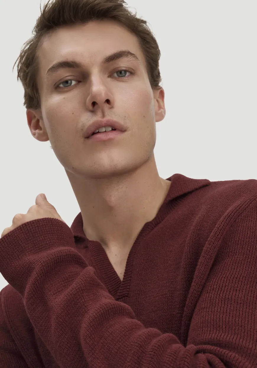 hessnatur Milano Strick Polo Regular aus Leinen mit Bio-Baumwolle und LENZING™ ECOVERO™ Viskose von|Herren Pullover