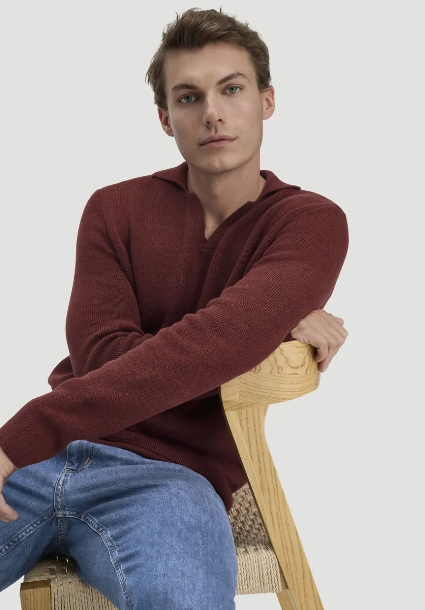hessnatur Milano Strick Polo Regular aus Leinen mit Bio-Baumwolle und LENZING™ ECOVERO™ Viskose von|Herren Pullover