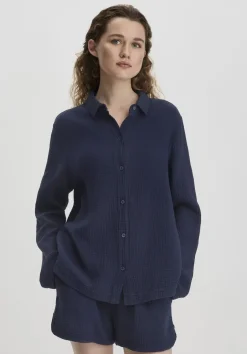 hessnatur Musselin Hemd Oversize PURE COMFORT aus reiner Bio-Baumwolle von|Damen Nachtwäsche|Nachtwäsche