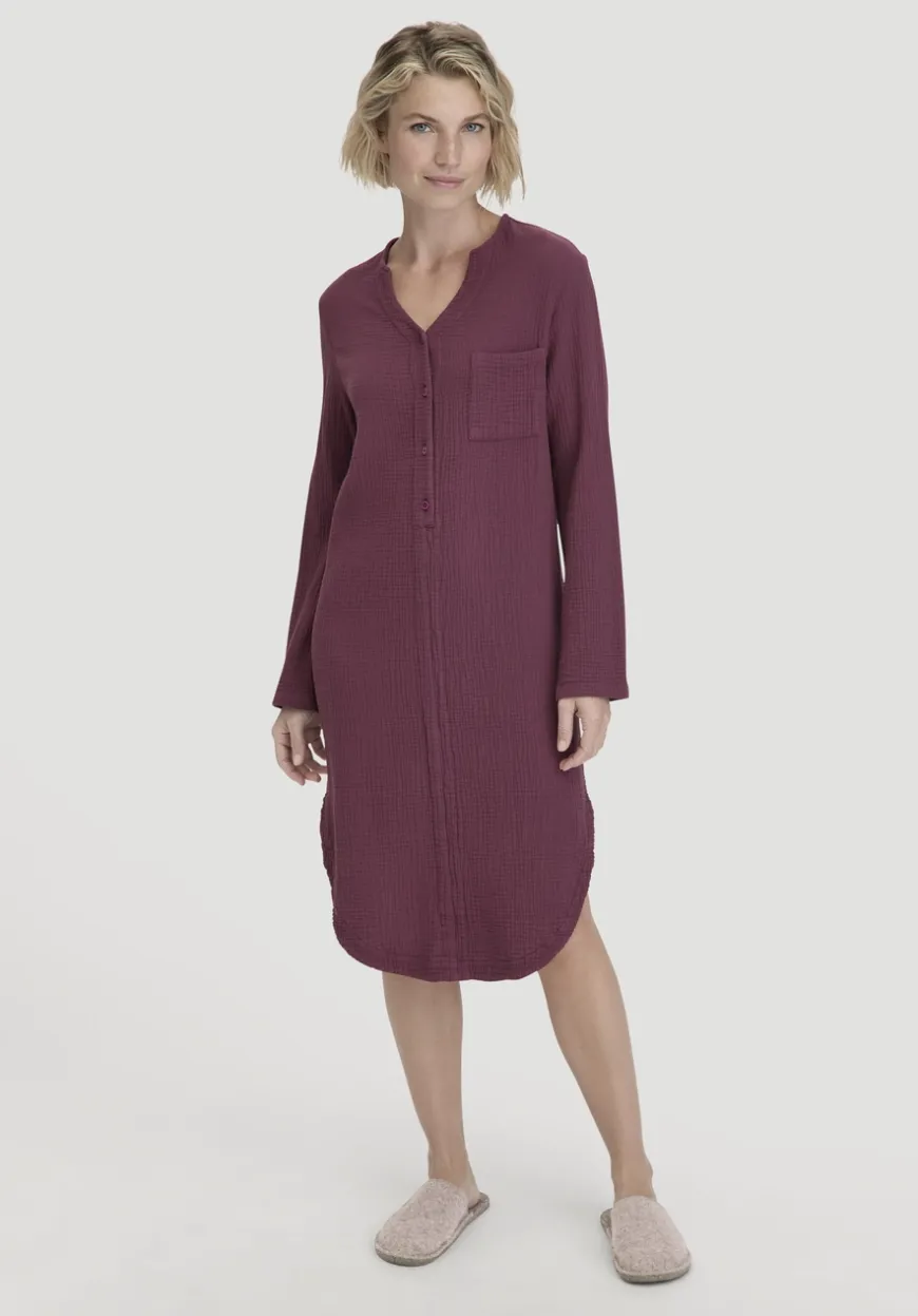 hessnatur Musselin Nachthemd Relaxed PURE COMFORT aus reiner Bio Baumwolle von|Damen Nachtwäsche|Nachtwäsche