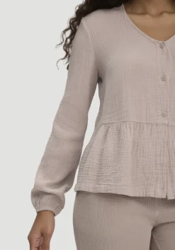 hessnatur Musselin Pyjamabluse PURE COMFORT aus reiner Bio-Baumwolle von|Damen Nachtwäsche|Nachtwäsche