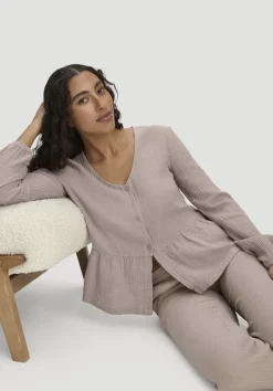 hessnatur Musselin Pyjamabluse PURE COMFORT aus reiner Bio-Baumwolle von|Damen Nachtwäsche|Nachtwäsche