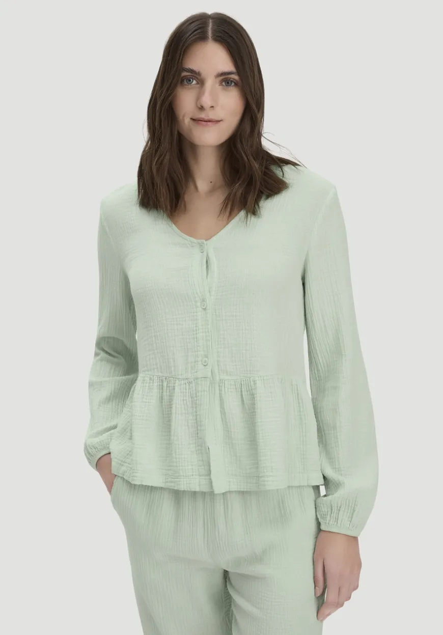 hessnatur Musselin Pyjamabluse PURE COMFORT aus reiner Bio-Baumwolle von|Damen Nachtwäsche|Nachtwäsche