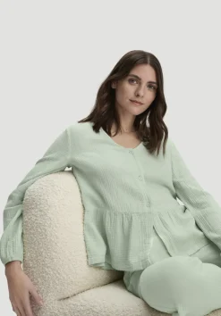 hessnatur Musselin Pyjamabluse PURE COMFORT aus reiner Bio-Baumwolle von|Damen Nachtwäsche|Nachtwäsche