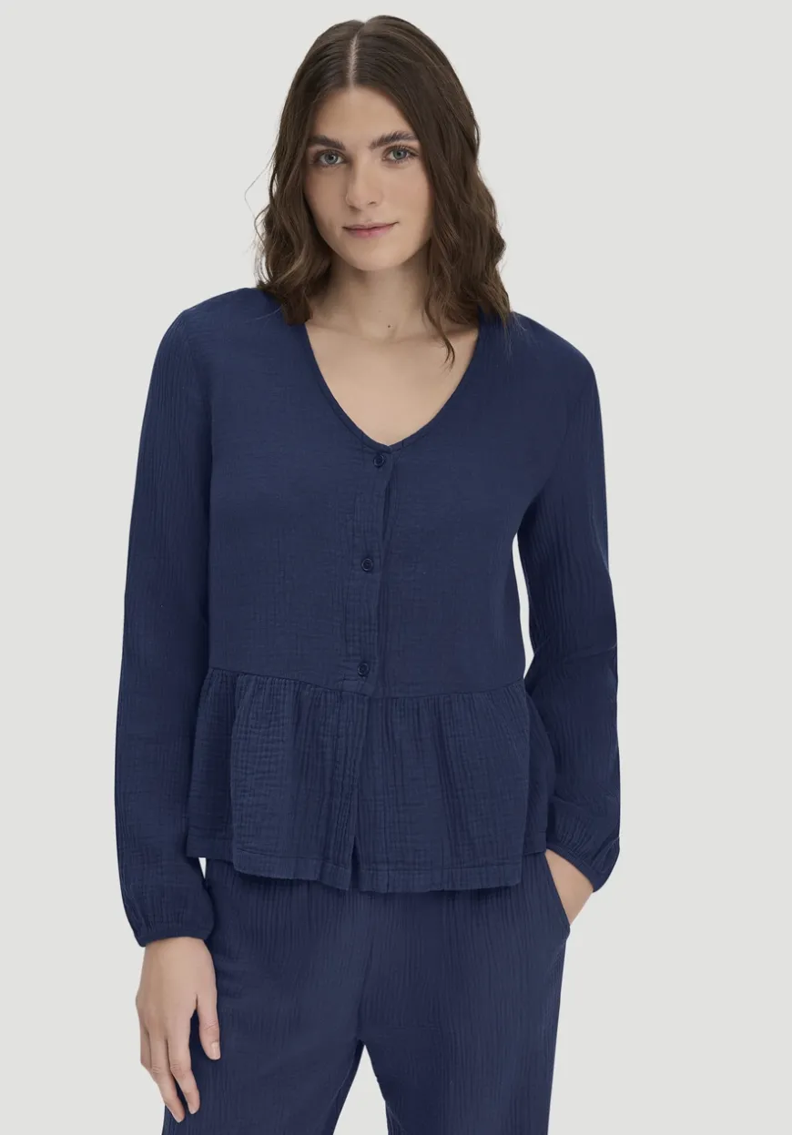 hessnatur Musselin Pyjamabluse PURE COMFORT aus reiner Bio-Baumwolle von|Damen Nachtwäsche|Nachtwäsche