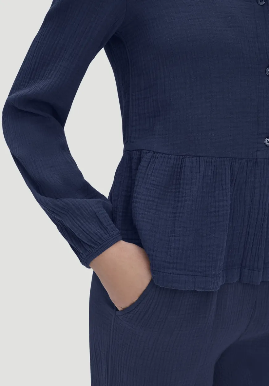 hessnatur Musselin Pyjamabluse PURE COMFORT aus reiner Bio-Baumwolle von|Damen Nachtwäsche|Nachtwäsche