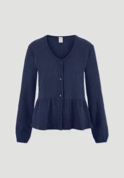 hessnatur Musselin Pyjamabluse PURE COMFORT aus reiner Bio-Baumwolle von|Damen Nachtwäsche|Nachtwäsche