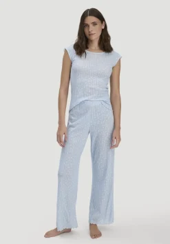 hessnatur Pointelle Schlafhose Relaxed PURE COTTON aus reiner Bio-Baumwolle von|Damen Nachtwäsche|Nachtwäsche