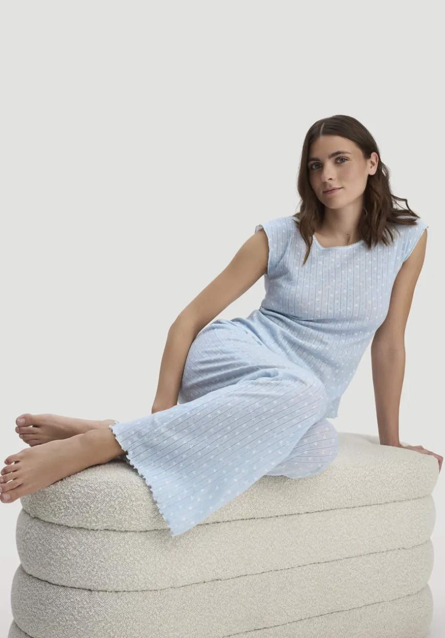 hessnatur Pointelle Schlafhose Relaxed PURE COTTON aus reiner Bio-Baumwolle von|Damen Nachtwäsche|Nachtwäsche