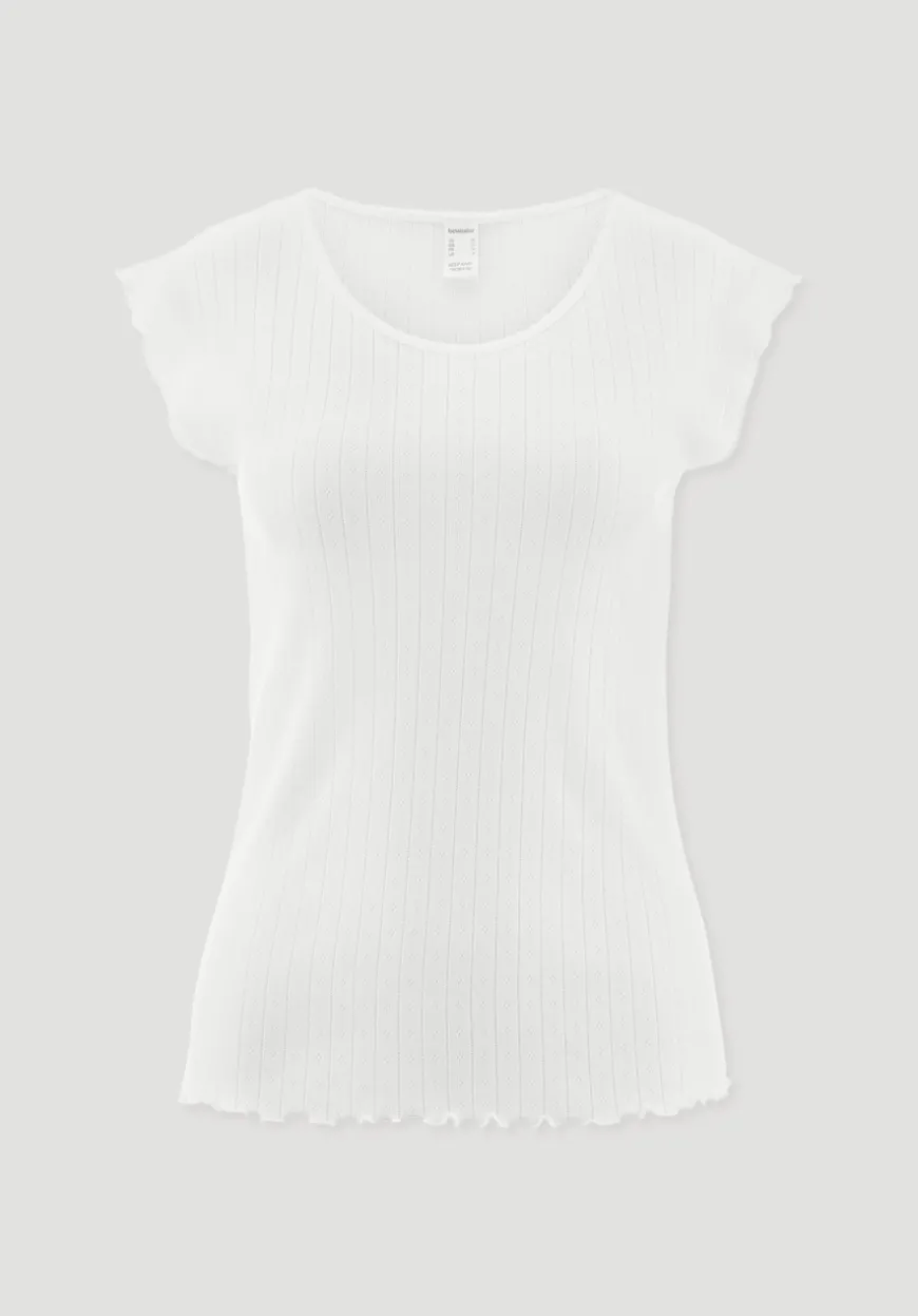 hessnatur Pointelle Schlafshirt PURE COTTON aus reiner Bio-Baumwolle von|Damen Nachtwäsche|Nachtwäsche