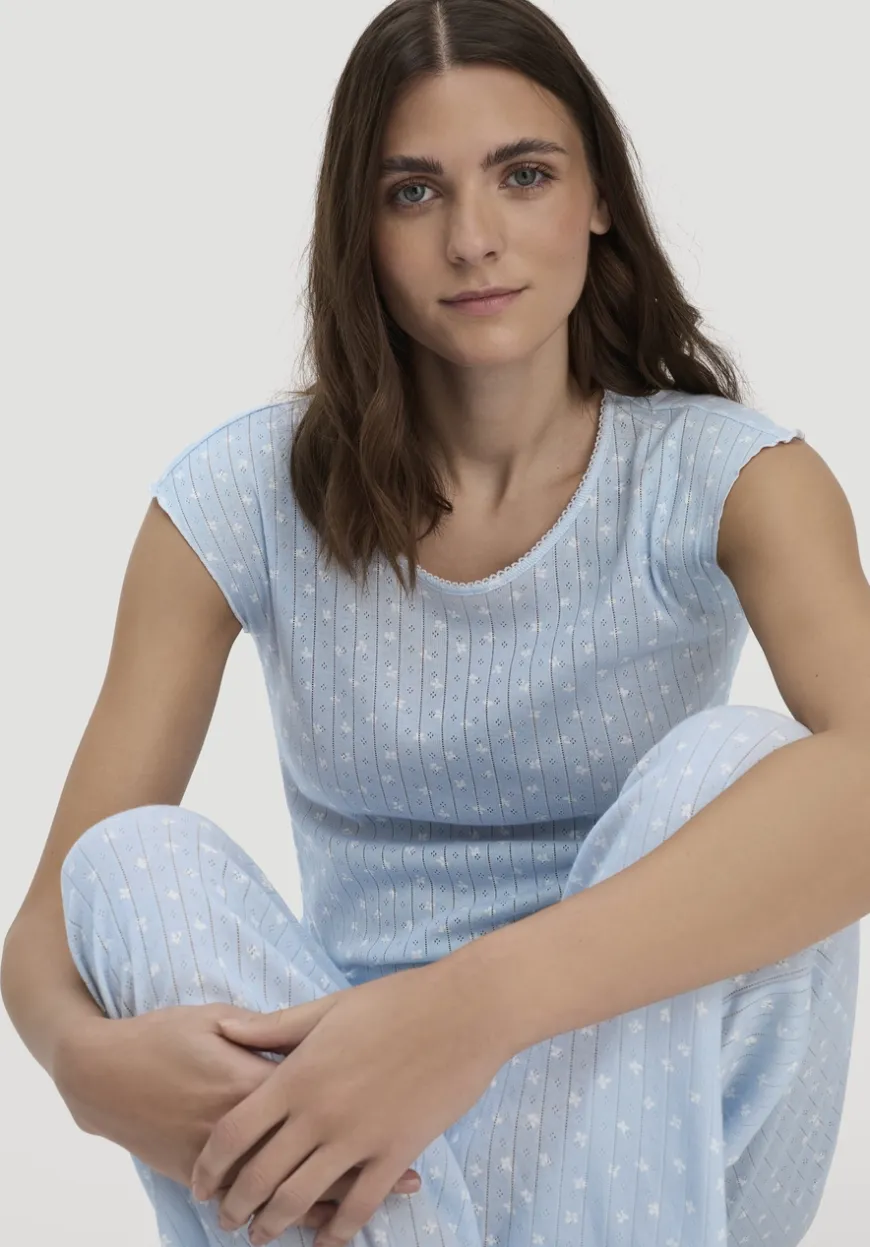 hessnatur Pointelle Schlafshirt PURE COTTON aus reiner Bio-Baumwolle von|Damen Nachtwäsche|Nachtwäsche